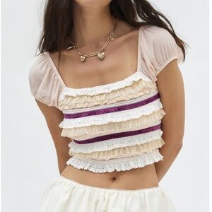 NWT UO Kimchi Blue Liliana Ruffle Top